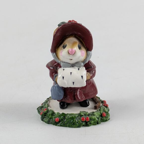 Wee Forest Folk AP Miss Noel 1987 Christmas Mouse Figurine Annette Petersen - Picture 1 of 10
